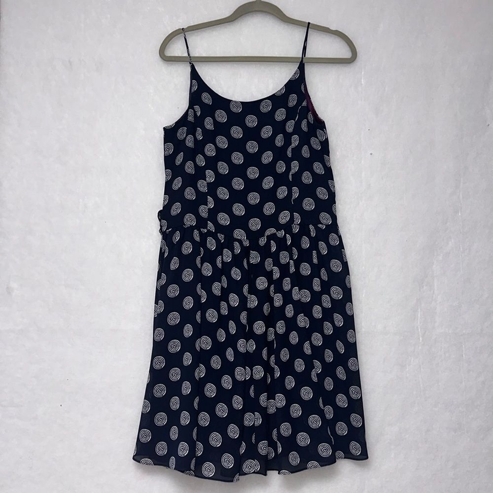 Women Retro Style Shift Dress Polka Dots Spaghetti Strap Pouf Mini Dress Sz 10
